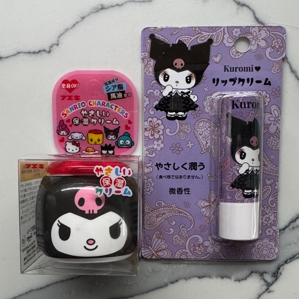 Sanrio Kuromi Moisturizing Cream and Lip Cream in Pink Packaging